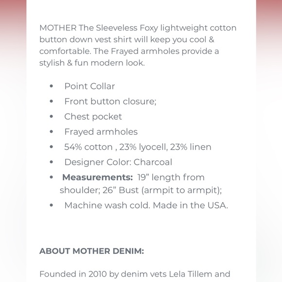 Mother the sleeveless foxy button down - Picture 4 of 8